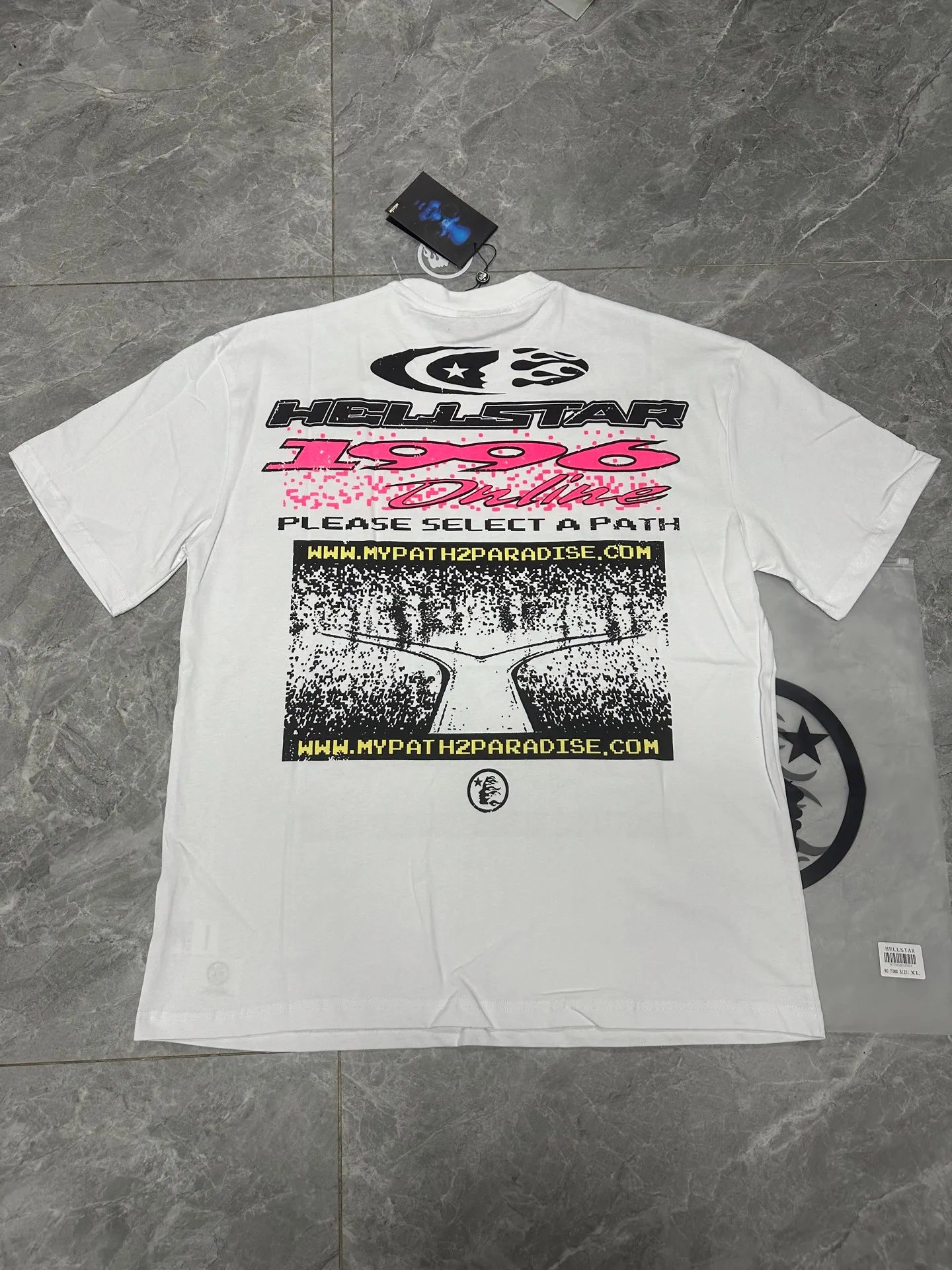 P108 Real-stock Hellstar Cross-border European and American style street brand pure cotton T-shirt Fabric (fabric): 32 counts of 240g heavy combed double yarn pure cotton Size (size): S-M- L- X L Color (colour): white