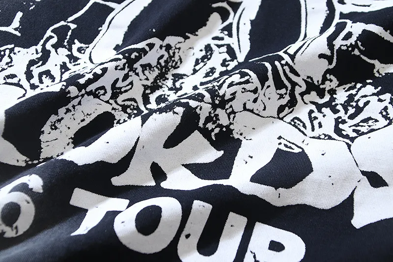 P130 Washed Black + Frayed Real Shots Hellstar Washed, Frayed and Reversed Fashion Printed Short-sleeved T-shirt Fabric: 265g 32 count fine cotton double yarn pure cotton Color: Washed Black Size: S M L XL