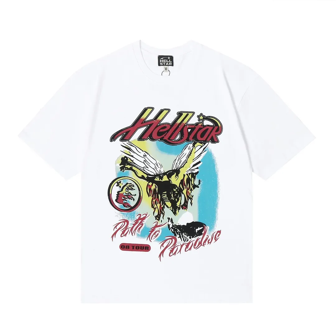 6623# P116 Hellstar American fashion high street pure cotton loose short-sleeved T-shirt Color: White Black Gray Size: S M L XL