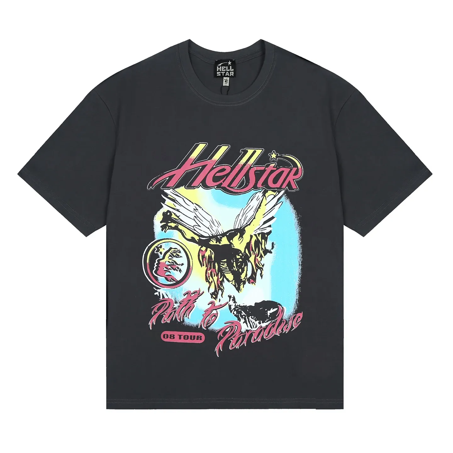 6623# P116 Hellstar American fashion high street pure cotton loose short-sleeved T-shirt Color: White Black Gray Size: S M L XL