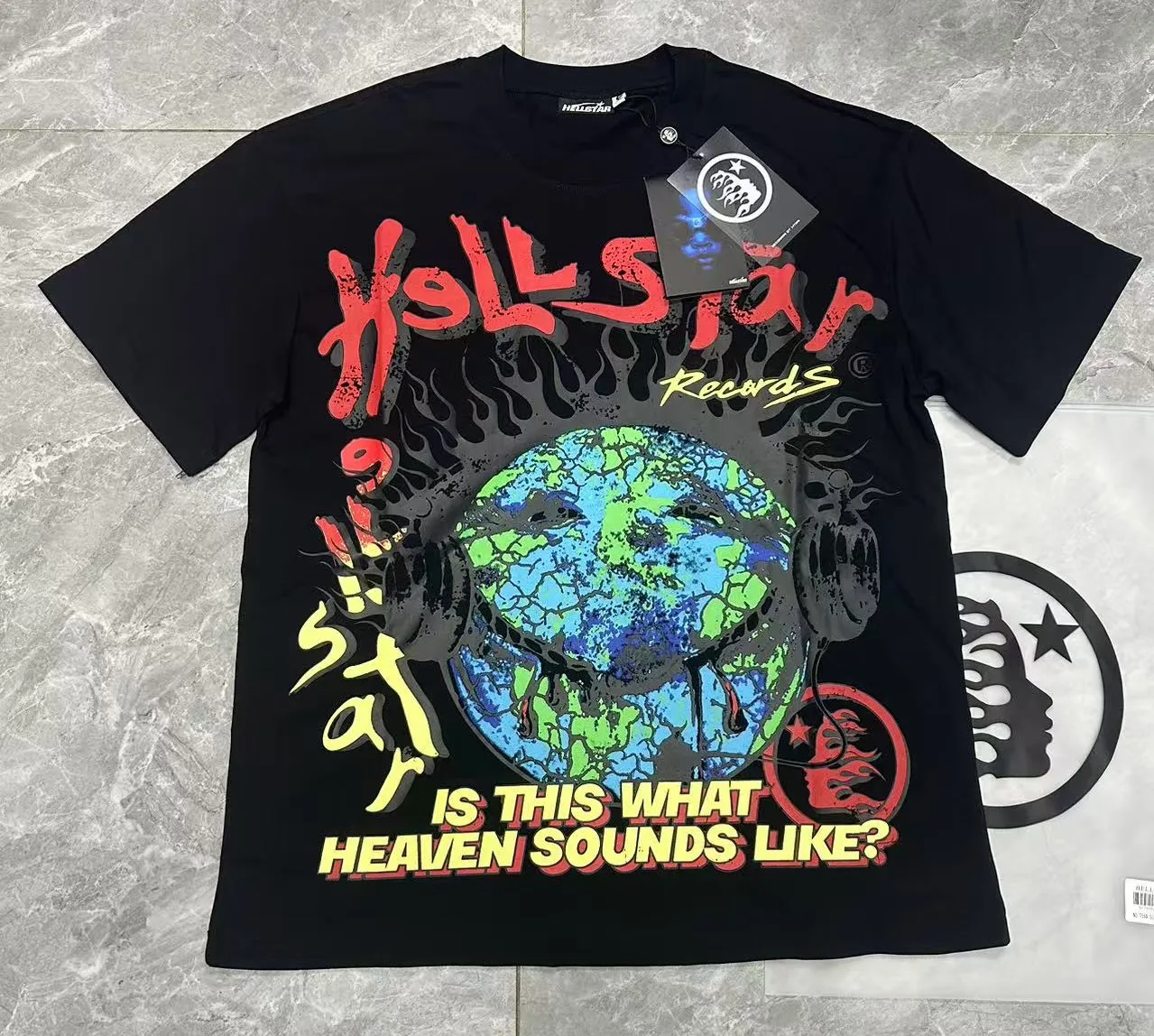 P108 Real-stock Hellstar Cross-border European and American style, street brand pure cotton T-shirt Fabric (fabric): 32 counts of 240g heavy combed double yarn pure cotton Size (size): S-M- L- X L Color (colour): black/white/apricot 👉 👉