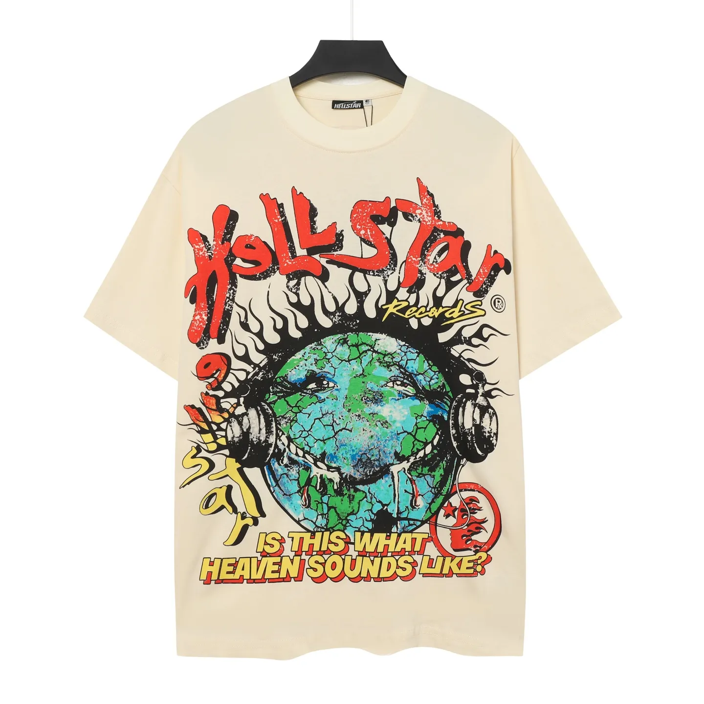P108 Real-stock Hellstar Cross-border European and American style, street brand pure cotton T-shirt Fabric (fabric): 32 counts of 240g heavy combed double yarn pure cotton Size (size): S-M- L- X L Color (colour): black/white/apricot 👉 👉