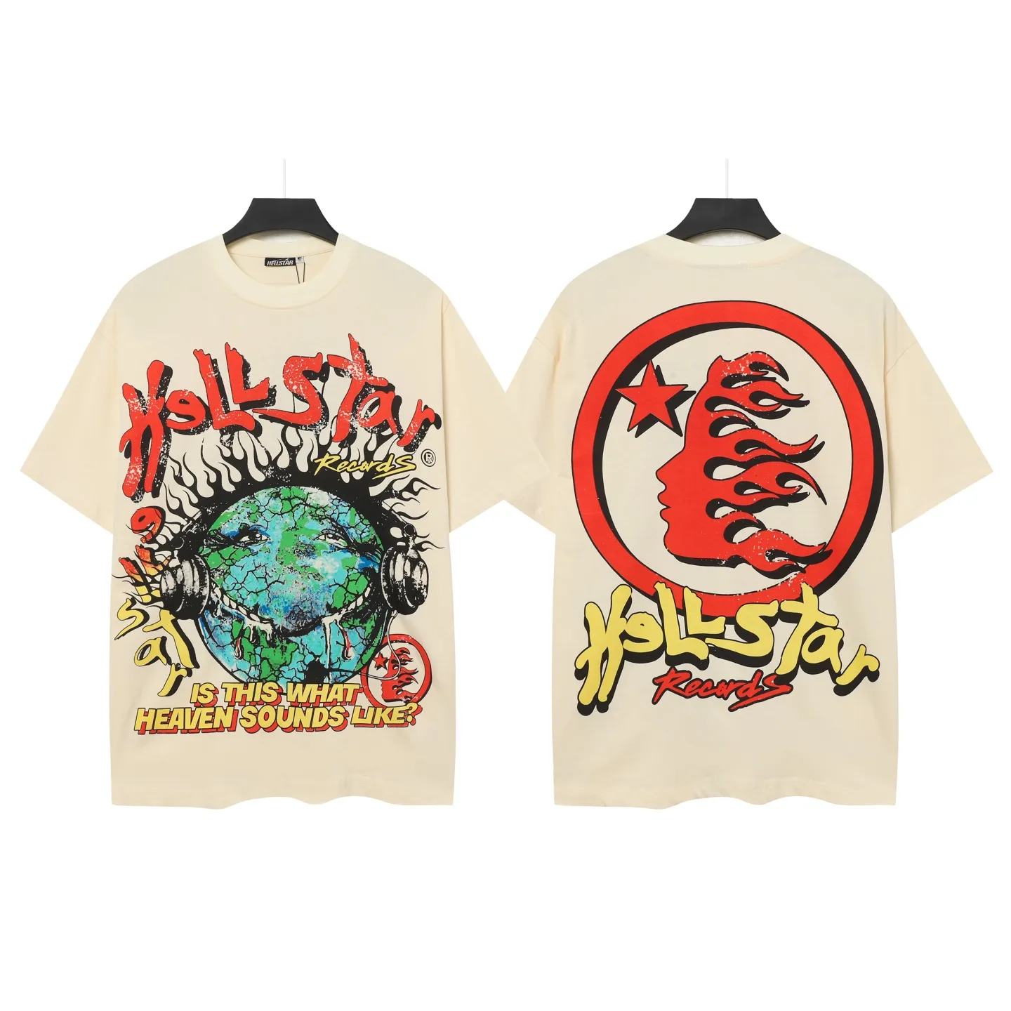 P108 Real-stock Hellstar Cross-border European and American style, street brand pure cotton T-shirt Fabric (fabric): 32 counts of 240g heavy combed double yarn pure cotton Size (size): S-M- L- X L Color (colour): black/white/apricot 👉 👉