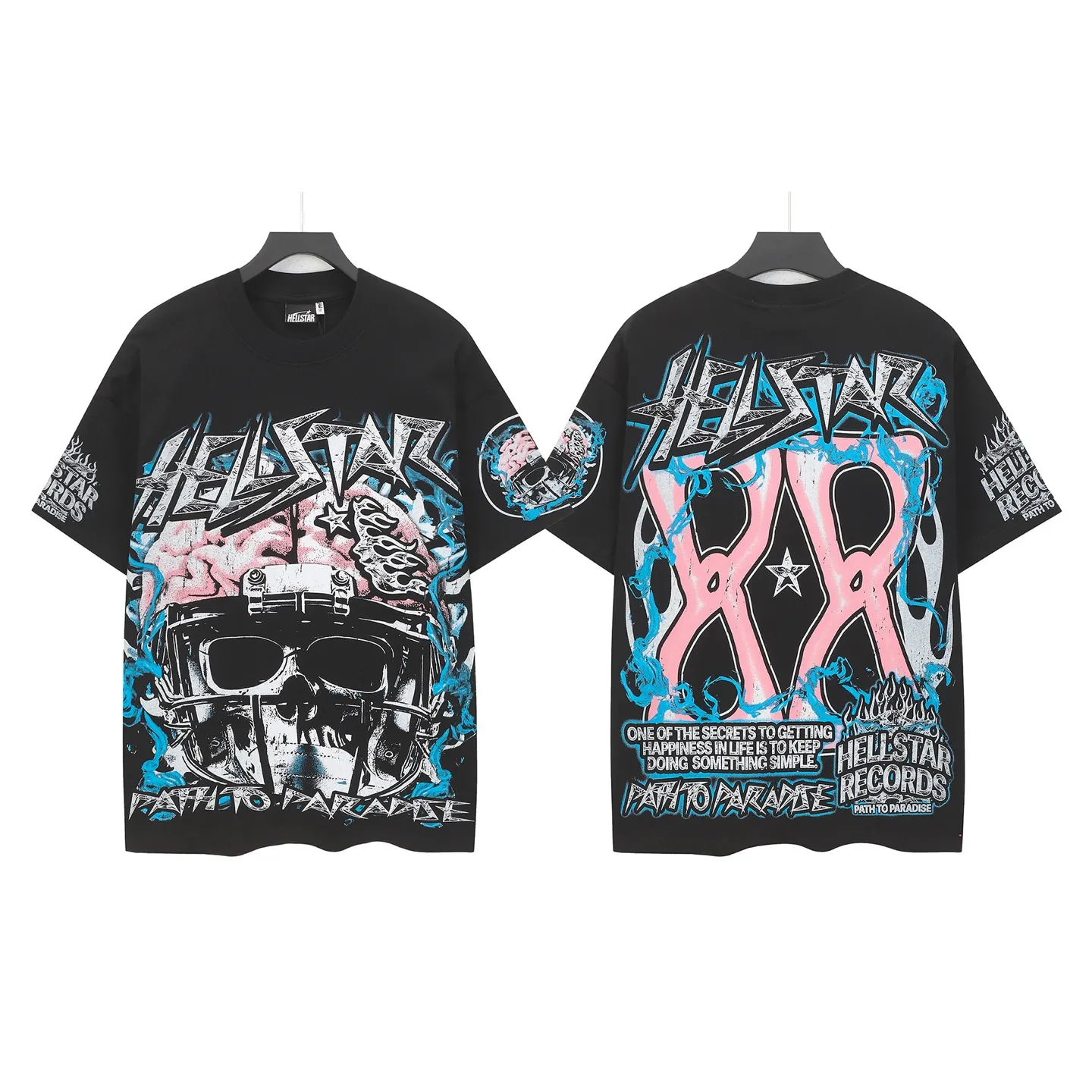 P108 Real-stock Hellstar Cross-border European and American style, street fashion brand pure cotton T-shirt Fabric (fabric): 32 pieces of 240g heavy combed double yarn pure cotton Size (size): S-M- L- X L Color (colour): black