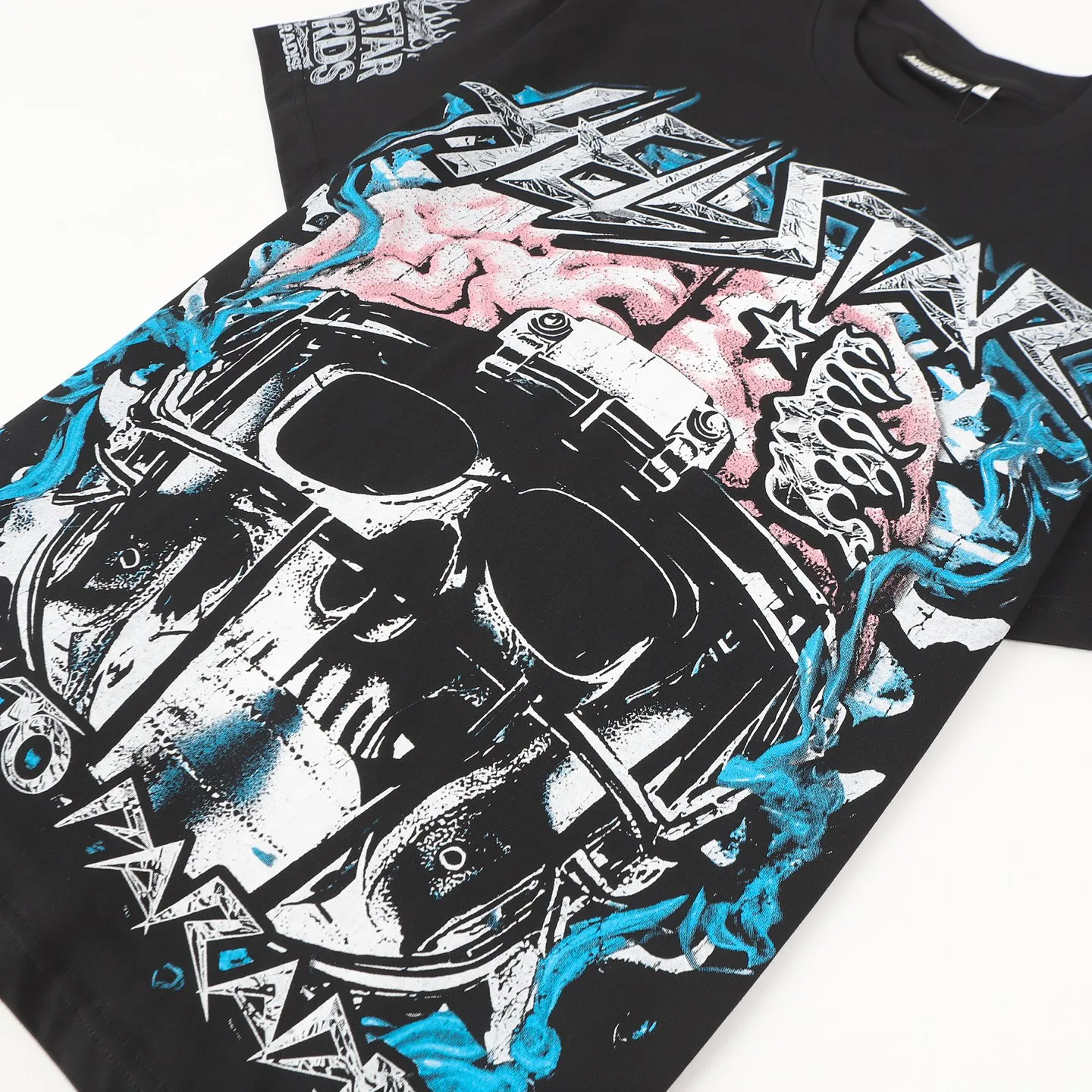 P108 Real-stock Hellstar Cross-border European and American style, street fashion brand pure cotton T-shirt Fabric (fabric): 32 pieces of 240g heavy combed double yarn pure cotton Size (size): S-M- L- X L Color (colour): black