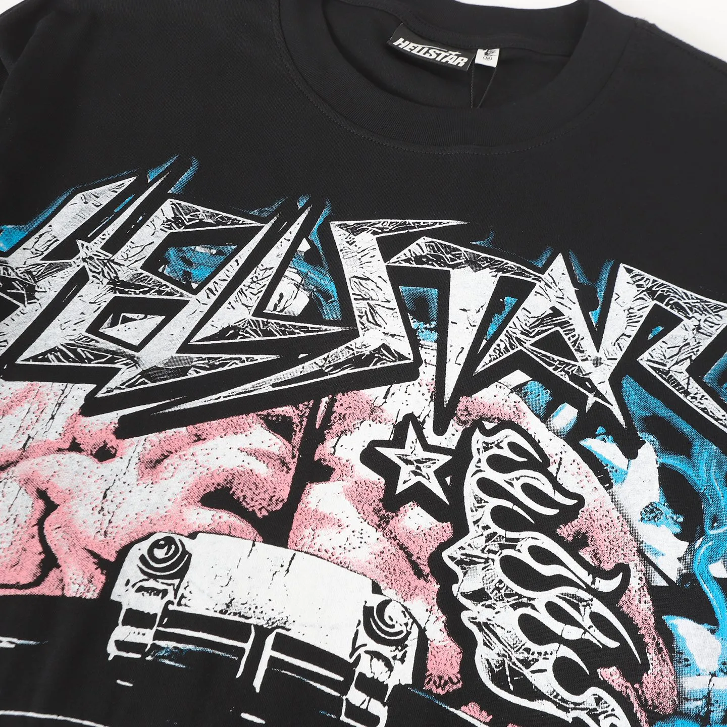 P108 Real-stock Hellstar Cross-border European and American style, street fashion brand pure cotton T-shirt Fabric (fabric): 32 pieces of 240g heavy combed double yarn pure cotton Size (size): S-M- L- X L Color (colour): black