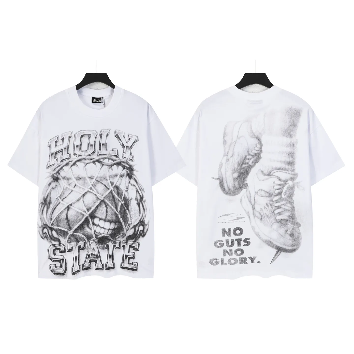 P108 Real-stock Hellstar Cross-border European and American style, street fashion brand pure cotton T-shirt Fabric (fabric): 32 pieces of 240g heavy combed double yarn pure cotton Size (size): S-M- L- X L Color (colour): white