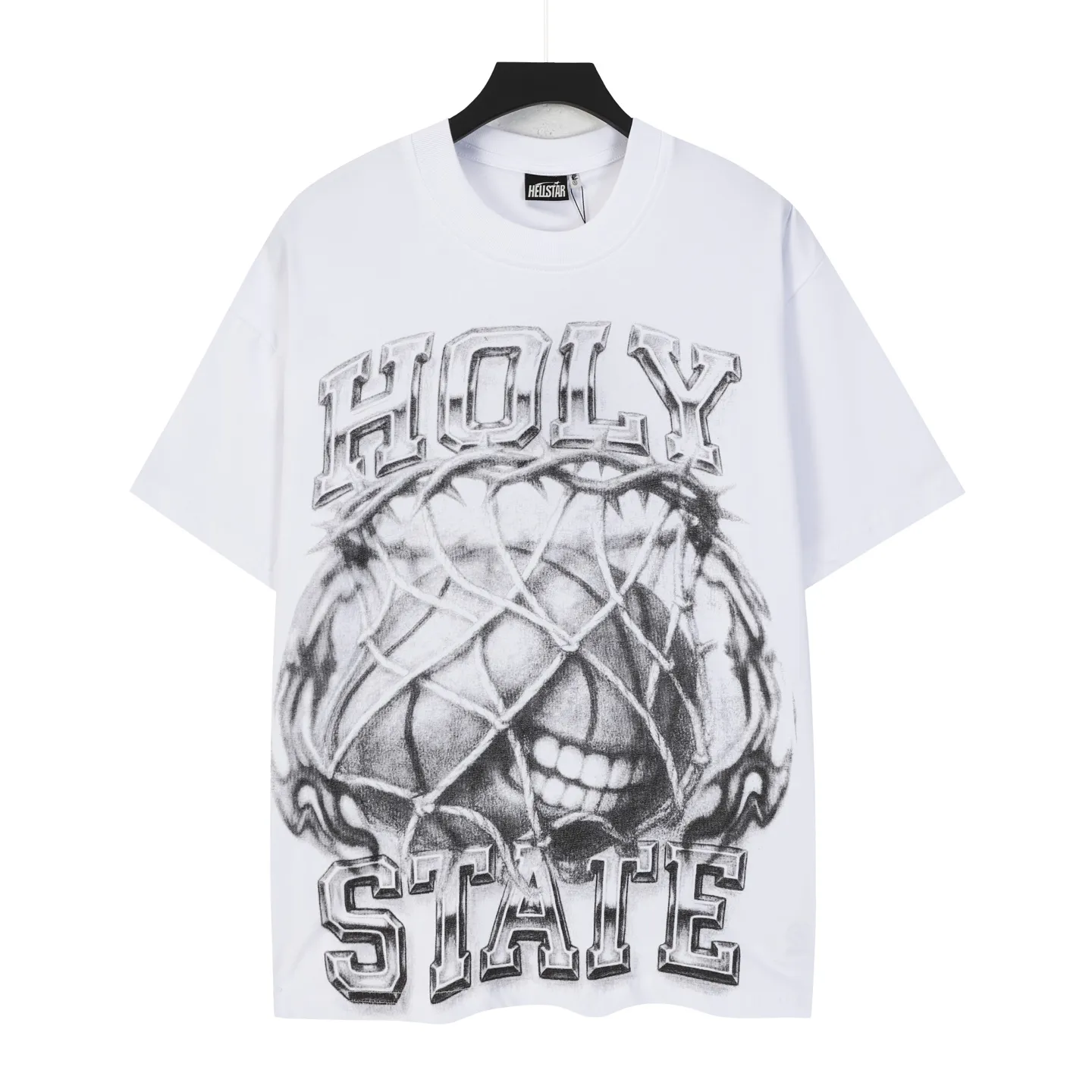 P108 Real-stock Hellstar Cross-border European and American style, street fashion brand pure cotton T-shirt Fabric (fabric): 32 pieces of 240g heavy combed double yarn pure cotton Size (size): S-M- L- X L Color (colour): white