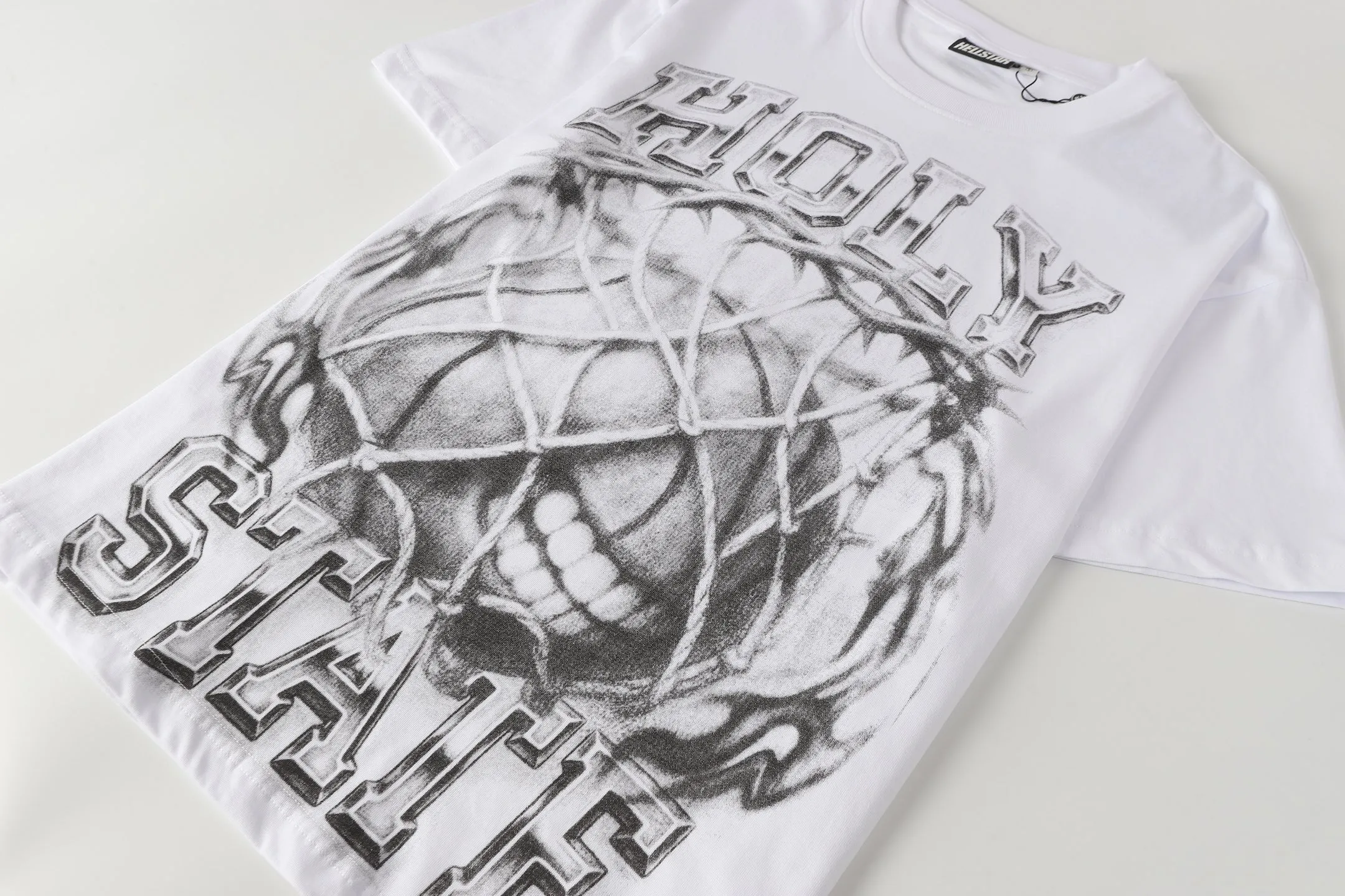 P108 Real-stock Hellstar Cross-border European and American style, street fashion brand pure cotton T-shirt Fabric (fabric): 32 pieces of 240g heavy combed double yarn pure cotton Size (size): S-M- L- X L Color (colour): white