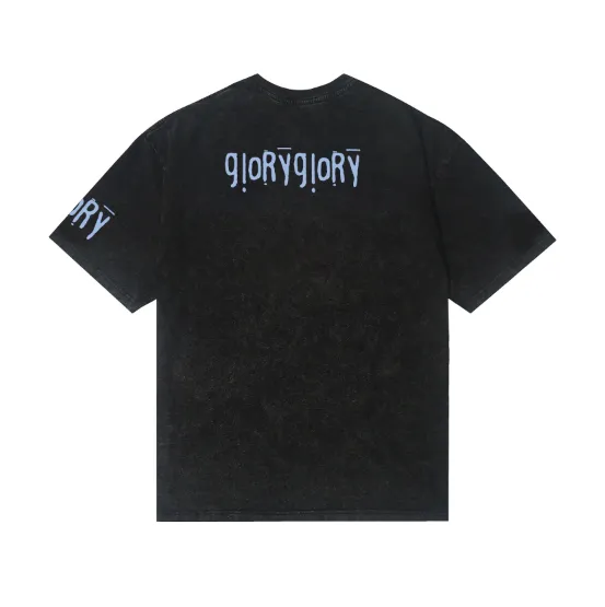 7729# P124 Washed Hellstar Hellstar ins same style retro printed tops for men and women, casual and trendy pure cotton washed short-sleeved T-shirt Color: Black Size: S M L XL