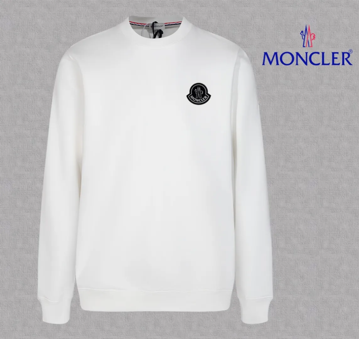 P210 High-version sweatshirt) [Long-term stock] 〖𝐌𝐎𝐍𝐂𝐋𝐄𝐑~Mask〗 Made of 440g heavy-weight fabric. It is different from the market currency. It can be matched with any variety and is properly handsome. 😎The whole dress is made of double waistcoats. The double waistcoats make the whole dress more three-dimensional. Not ordinary factories can do such fine work. 2025 Spring runway version of the T stage, on sale at the counter, round neck terry sweatshirt, high-end double-strand pure cotton, custom-made stretch ribs, dyed in the same vat, complete with three standards, matched with exquisite embroidered LOGO on the chest, simple and advanced, same style for men and women. Color: black, apricot, white, size: S M L XL 2XL