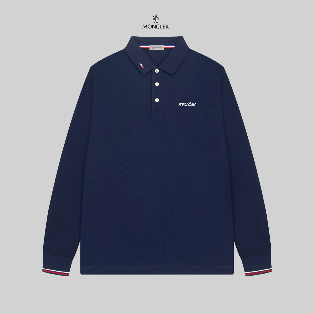 P210 Moncler official website lapel long-sleeved Polo shirt.  A simple yet refined T-shirt. The best item to create a modern and elegant look. Excellent channel product! Customer-supplied Piquet porous fiber pique cotton fabric, which can be called a "breathing fabric."  The unparalleled texture is inseparable from the exquisite materials used in craft tailoring. The craft knitted quilted design makes the hand feel extremely smooth and delicate without any roughness. The original logo design is more luxurious and noble. The upper body is comfortable and classy. The hand feels very smooth and soft. It can be easily controlled regardless of business, fashion or leisure. The age span is very large, which conforms to the trendy and practical dressing customs. It is the first choice for senior urban fashion people.  Black/white/Tibetan orchid Size: M~3XL