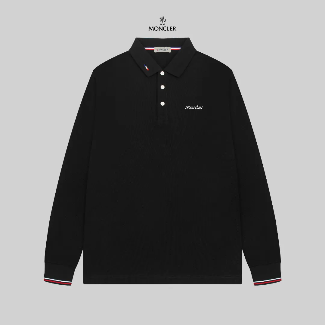 P210 Moncler official website lapel long-sleeved Polo shirt.  A simple yet refined T-shirt. The best item to create a modern and elegant look. Excellent channel product! Customer-supplied Piquet porous fiber pique cotton fabric, which can be called a "breathing fabric."  The unparalleled texture is inseparable from the exquisite materials used in craft tailoring. The craft knitted quilted design makes the hand feel extremely smooth and delicate without any roughness. The original logo design is more luxurious and noble. The upper body is comfortable and classy. The hand feels very smooth and soft. It can be easily controlled regardless of business, fashion or leisure. The age span is very large, which conforms to the trendy and practical dressing customs. It is the first choice for senior urban fashion people.  Black/white/Tibetan orchid Size: M~3XL