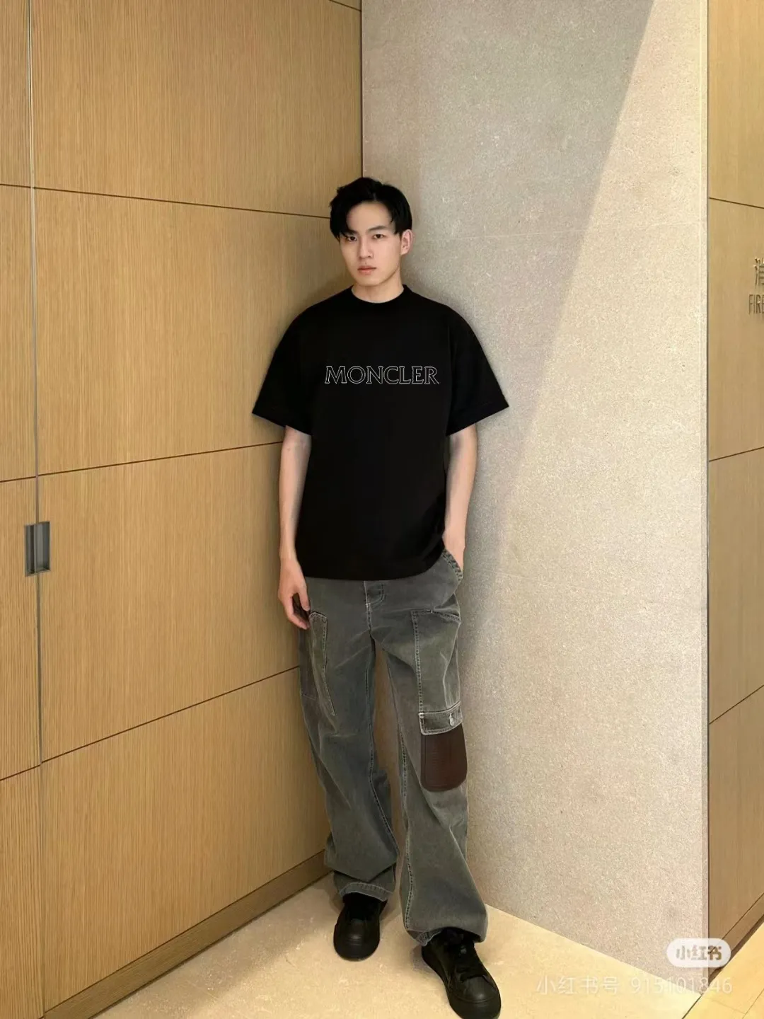 P140 [MONCLER] 2025FW short-sleeved T-shirt, LOGO printing, high-end 26s double yarn 300g fabric, heavy fabric, custom stretcher rib, same vat and dye, three standard complete, same style for men and women, color: black, white, size: S M L XL 2XL