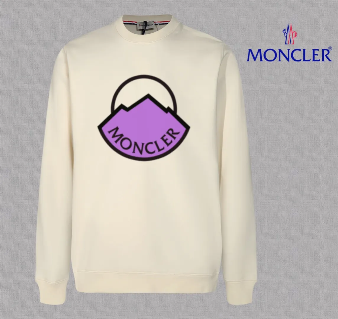 P210 High-version sweatshirt) [Long-term stock] 〖𝐌𝐎𝐍𝐂𝐋𝐄𝐑~Mask〗 Made of 440g heavy-weight fabric. It is different from the market currency. It can be matched with any variety and is properly handsome. 😎The whole dress is made of double waistcoats. The double waistcoats make the whole dress more three-dimensional. Not ordinary factories can do such fine work. 2025 Spring runway version of the T stage, on sale at the counter, round neck terry sweatshirt, high-end double-strand pure cotton, custom-made stretch ribs, dyed in the same vat, complete with three standards, matched with exquisite embroidered LOGO on the chest, simple and advanced, same style for men and women. Color: black, apricot, white, size: S M L XL 2XL