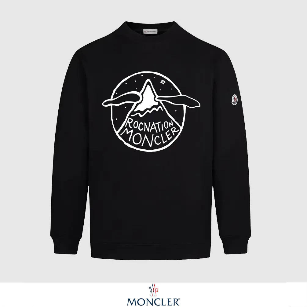 P240 Recommend the most popular Moncler masked 380g printed terry crew neck sweatshirt. Breathable pure cotton fabric. The texture is very soft and comfortable. No shrinkage, no deformation, no pilling). Original customized accessories. Collar label. Wash mark. Hang tag. Packaging (perfect details). Color: White. Black. Size: XS S M L.