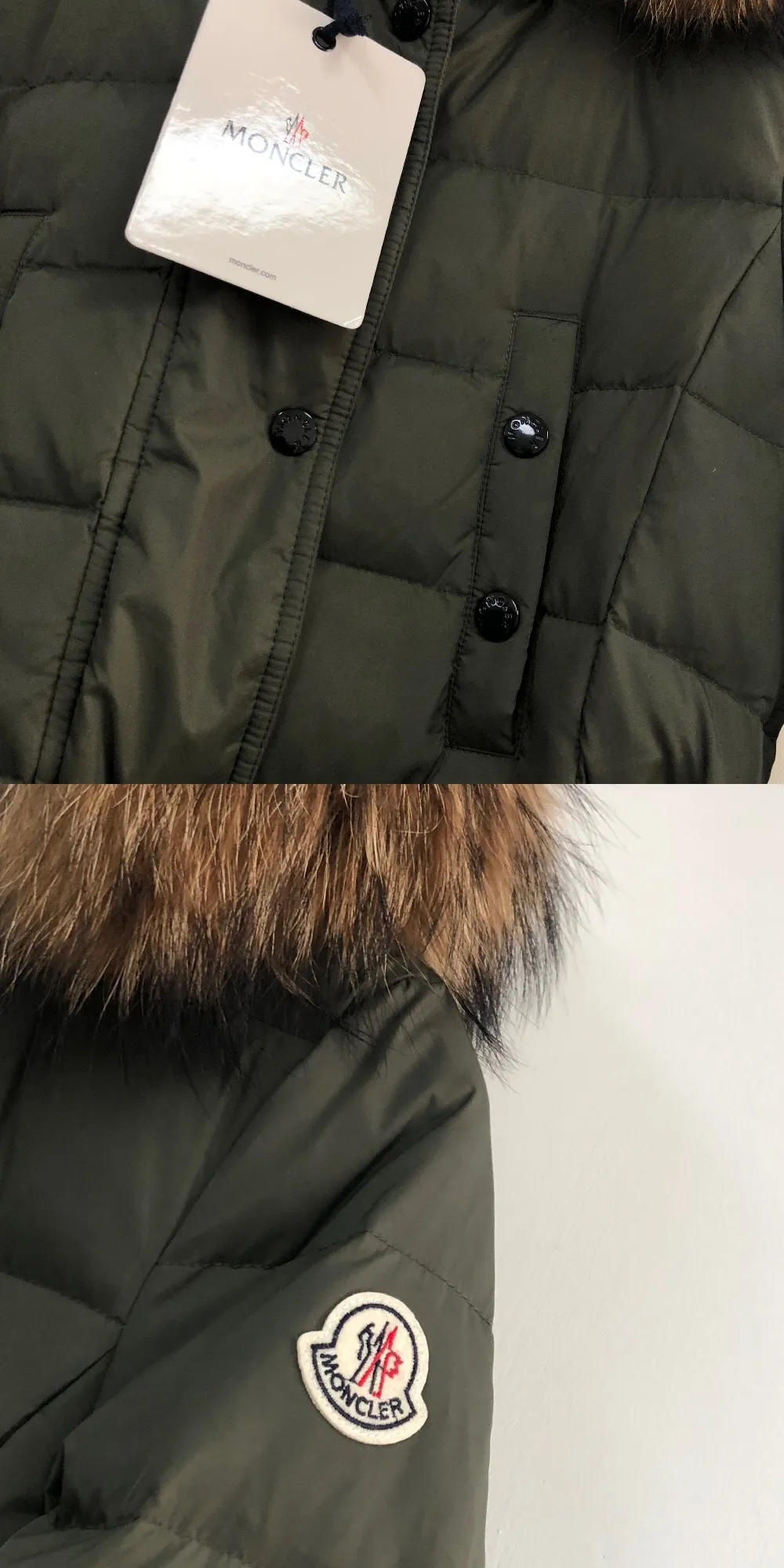 P1180 ——————🧡Women’s style, you can choose raccoon fur collar or fox fur collar💅 MONCLER women’s covered mouth 🙎🙎winter down jacket! Authentic original purchase, long down jacket, super thick, absolute counter version with matching belt, elongates legs, slims waist, original imported hardware, details, material %90 white goose down, %10 white duck down (fur collar is detachable) Color: black, military green Size: 1-4 four codes