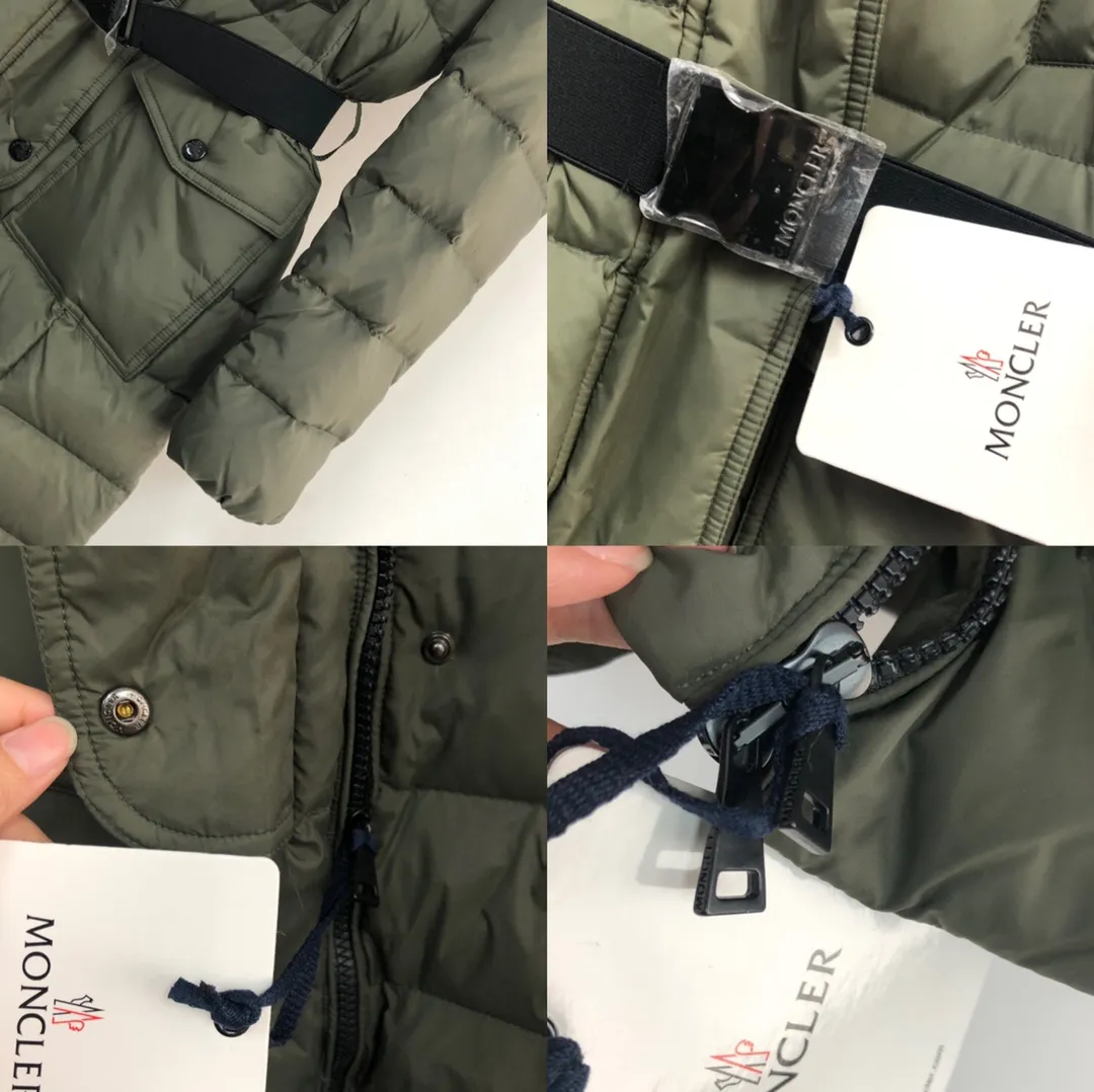 P1180 ——————🧡Women’s style, you can choose raccoon fur collar or fox fur collar💅 MONCLER women’s covered mouth 🙎🙎winter down jacket! Authentic original purchase, long down jacket, super thick, absolute counter version with matching belt, elongates legs, slims waist, original imported hardware, details, material %90 white goose down, %10 white duck down (fur collar is detachable) Color: black, military green Size: 1-4 four codes