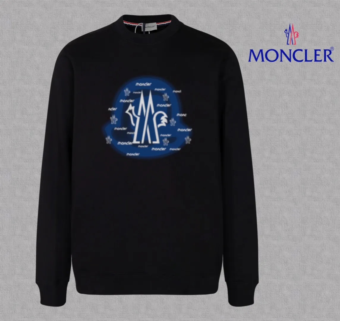 P210 High-version sweatshirt) [Long-term stock] 〖𝐌𝐎𝐍𝐂𝐋𝐄𝐑~Mask〗 Made of 440g heavy-weight fabric. It is different from the market currency. It can be matched with any variety and is properly handsome. 😎The whole dress is made of double waistcoats. The double waistcoats make the whole dress more three-dimensional. Not ordinary factories can do such fine work. 2025 Spring runway version of the T stage, on sale at the counter, round neck terry sweatshirt, high-end double-strand pure cotton, custom-made stretch ribs, dyed in the same vat, complete with three standards, matched with exquisite embroidered LOGO on the chest, simple and advanced, same style for men and women. Color: black, apricot, white, size: S M L XL 2XL