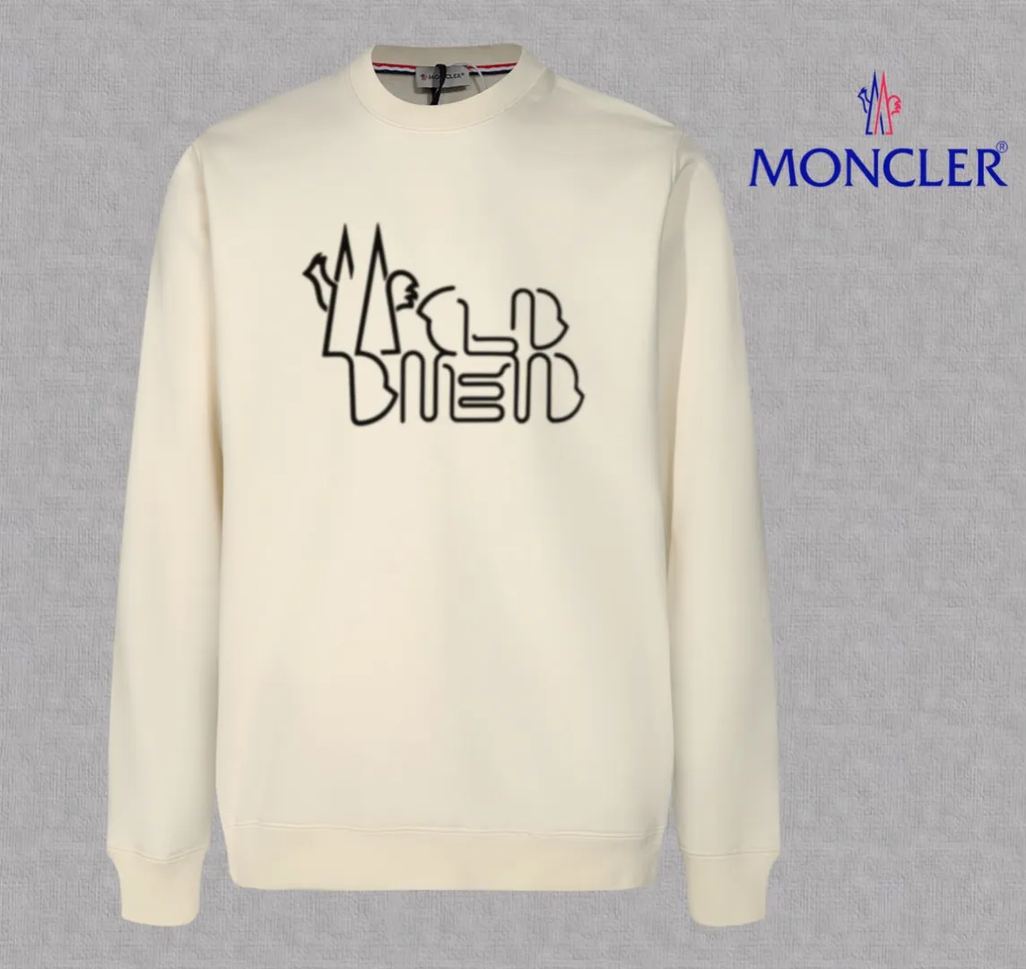 P210 High-version sweatshirt) [Long-term stock] 〖𝐌𝐎𝐍𝐂𝐋𝐄𝐑~Mask〗 Made of 440g heavy-weight fabric. It is different from the market currency. It can be matched with any variety and is properly handsome. 😎The whole dress is made of double waistcoats. The double waistcoats make the whole dress more three-dimensional. Not ordinary factories can do such fine work. 2025 Spring runway version of the T stage, on sale at the counter, round neck terry sweatshirt, high-end double-strand pure cotton, custom-made stretch ribs, dyed in the same vat, complete with three standards, matched with exquisite embroidered LOGO on the chest, simple and advanced, same style for men and women. Color: black, apricot, white, size: S M L XL 2XL