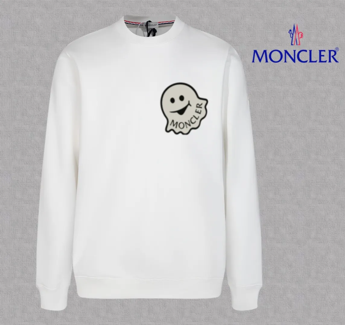 P210 High-version sweatshirt) [Long-term stock] 〖𝐌𝐎𝐍𝐂𝐋𝐄𝐑~Mask〗 Made of 440g heavy-weight fabric. It is different from the market currency. It can be matched with any variety and is properly handsome. 😎The whole dress is made of double waistcoats. The double waistcoats make the whole dress more three-dimensional. Not ordinary factories can do such fine work. 2025 Spring runway version of the T stage, on sale at the counter, round neck terry sweatshirt, high-end double-strand pure cotton, custom-made stretch ribs, dyed in the same vat, complete with three standards, matched with exquisite embroidered LOGO on the chest, simple and advanced, same style for men and women. Color: black, apricot, white, size: S M L XL 2XL