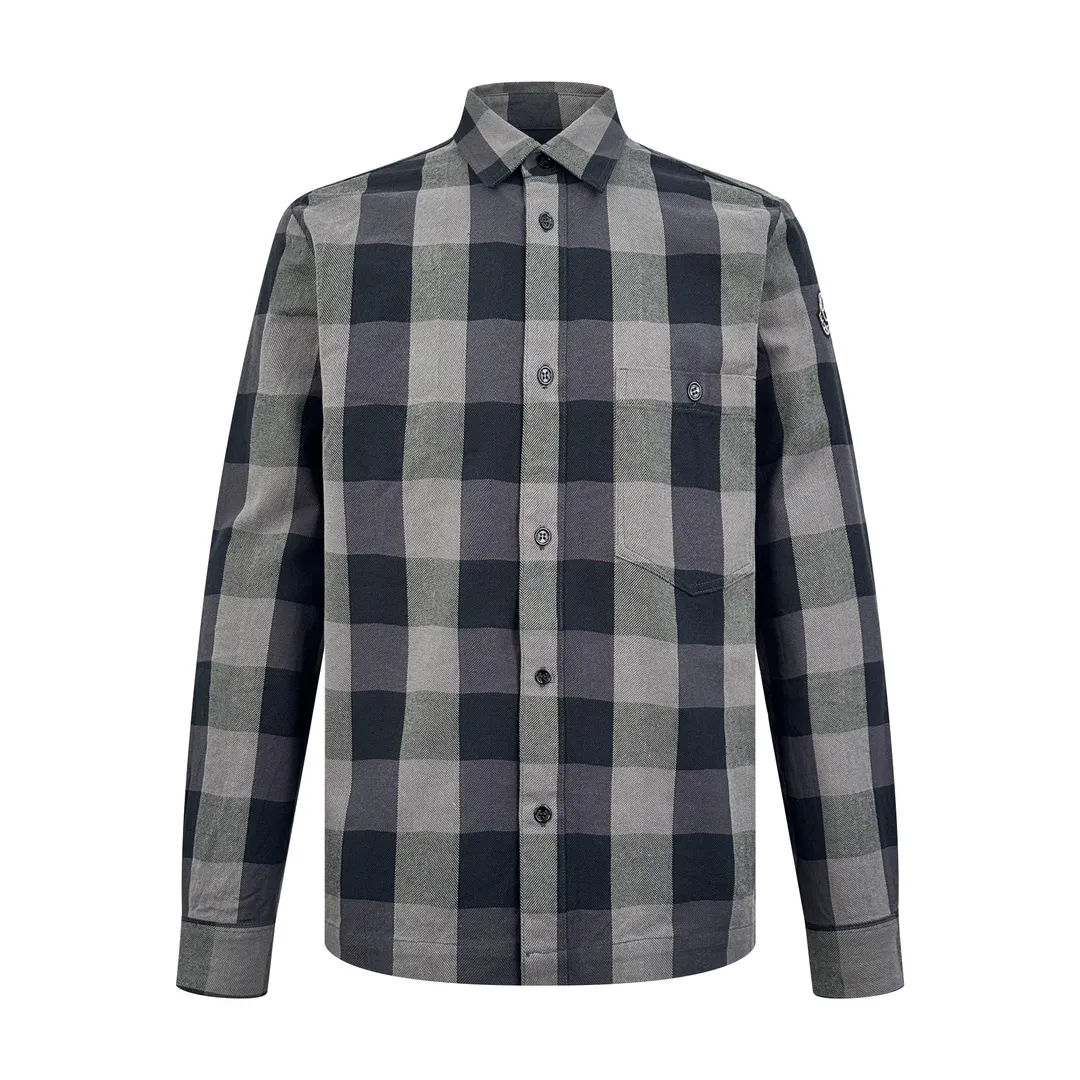 P500 Moncler x Mercedes-Benz/Moncler x Mercedes-Benz joint cotton embroidered logo plaid shirt [ready in stock] 46 48 50 52