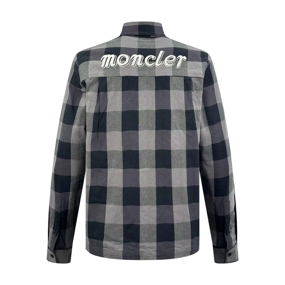 P500 Moncler x Mercedes-Benz/Moncler x Mercedes-Benz joint cotton embroidered logo plaid shirt [ready in stock] 46 48 50 52