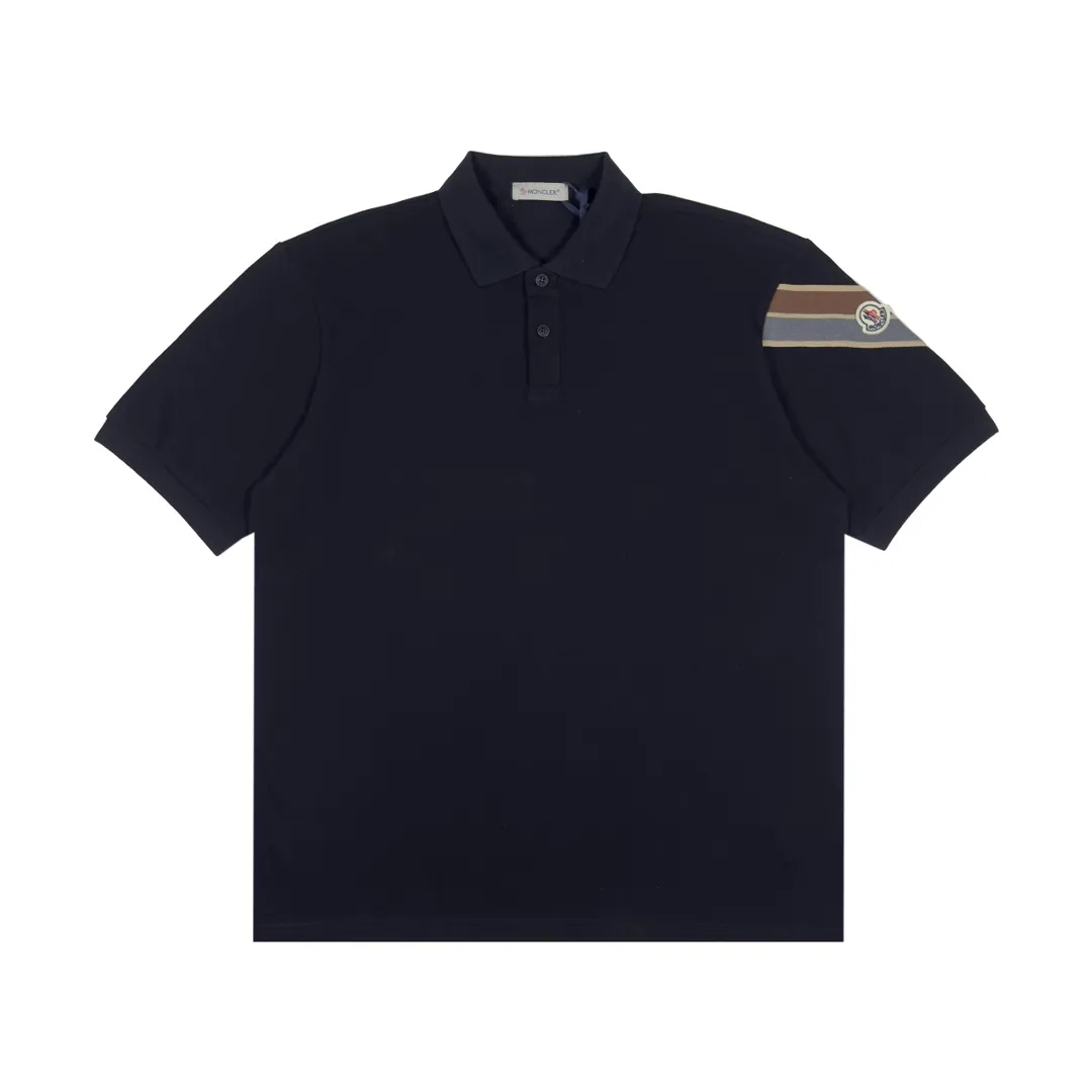 P220 Moncler sleeves color block webbing lapel polo 3 colors size XS-L