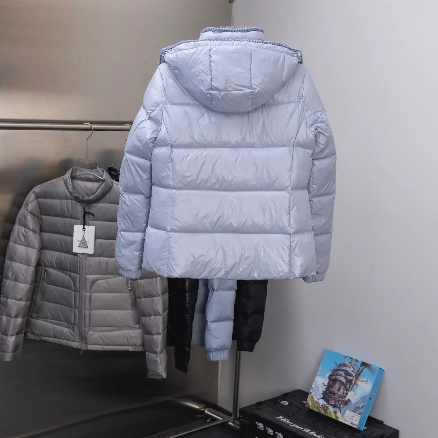 P820 ​​2025 new model🆕Moncler/mask oil wax leather waist style GLAREIN hooded long-sleeved down jacket for women. Oil wax leather coated new fabric, slim design style, warm and slim
