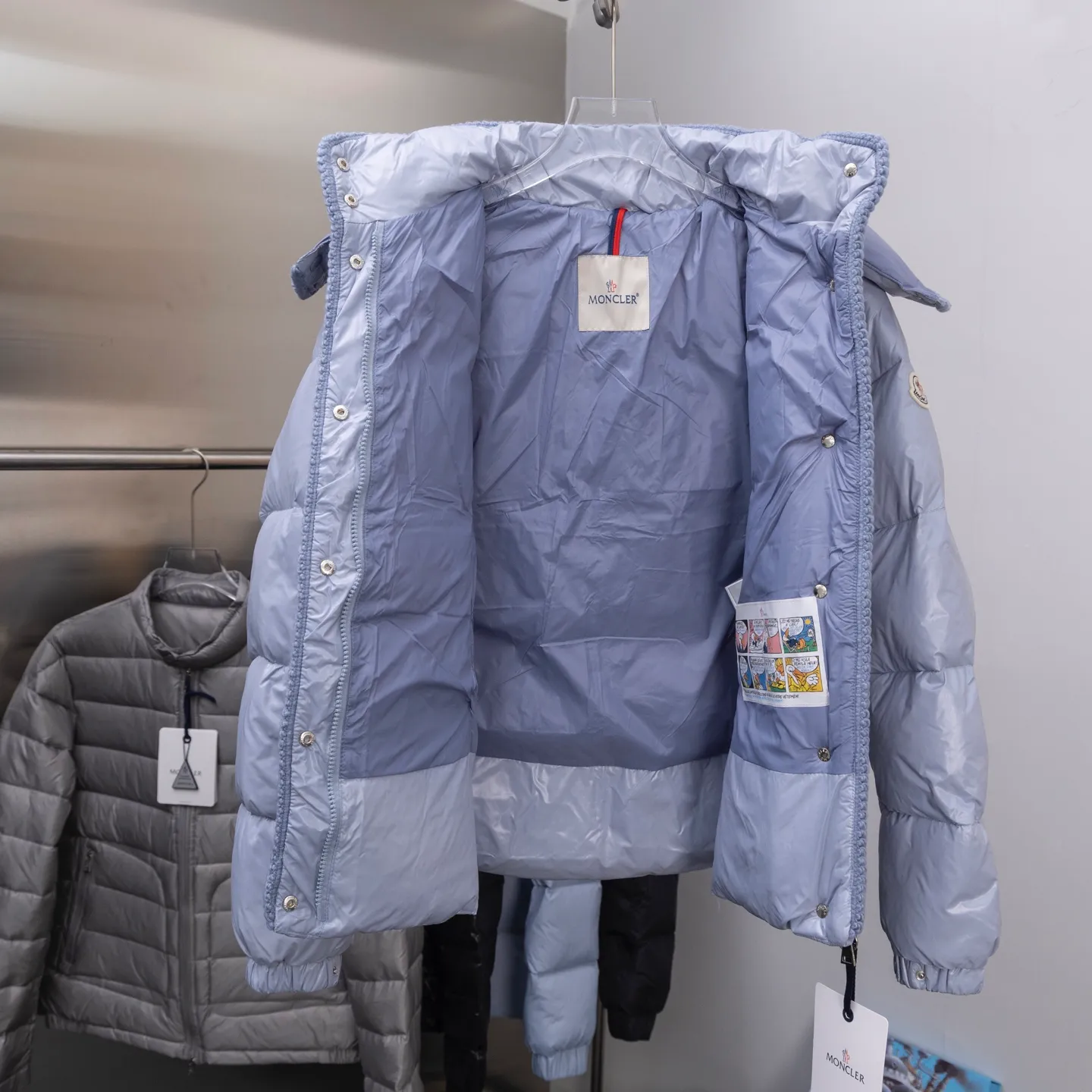 P820 ​​2025 new model🆕Moncler/mask oil wax leather waist style GLAREIN hooded long-sleeved down jacket for women. Oil wax leather coated new fabric, slim design style, warm and slim