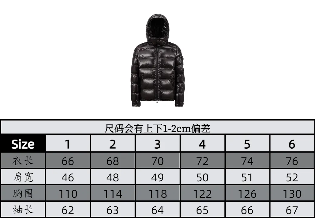 Flat detail P1180 Moncler Maya Men's Men's Short Down Jacket The Moncler Maya men's down jacket is made of shiny patented nylon with signature rectangular quilting, the epitome of Moncler style. A classic cropped design that transcends seasons and styles, it features a statement silhouette, removable hood and adjustable hem. The sleeves are embellished with classic patch pockets, showcasing the brand's signature style.  Fabric: 100% nylon, 90% white goose down Craftsmanship: Made of lacquered nylon, lacquered nylon lining filled with down, rectangular quilting, detachable hood with snaps that can be adjusted by drawstring, two-way zip fly, external and internal zippered pockets, adjustable elastic cuffs with snaps, hood with drawstring, sleeves with flap patch pockets, sleeves decorated with Moncler felt trademark.  Size: 123456 0548000