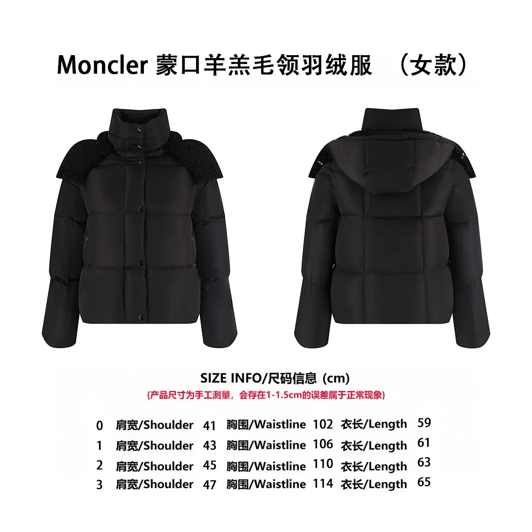 [Size Chart] Moncler Lamb Fur Collar Women's Down Jacket (Black) P1130