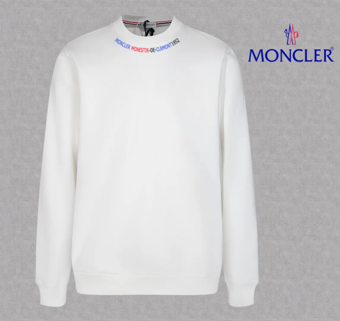 P210 High-version sweatshirt) [Long-term stock] 〖𝐌𝐎𝐍𝐂𝐋𝐄𝐑~Mask〗 Made of 440g heavy-weight fabric. It is different from the market currency. It can be matched with any variety and is properly handsome. 😎The whole dress is made of double waistcoats. The double waistcoats make the whole dress more three-dimensional. Not ordinary factories can do such fine work. 2025 Spring catwalk version of the T stage, on sale at the counter, exquisitely printed round neck terry sweatshirt, high-end double-ply cotton, custom-made stretch ribs, dyed in the same vat, complete with three standards, matched with digital printing patterns and very breathable, same style for men and women, color: black, white, apricot, size: S M L XL 2XL