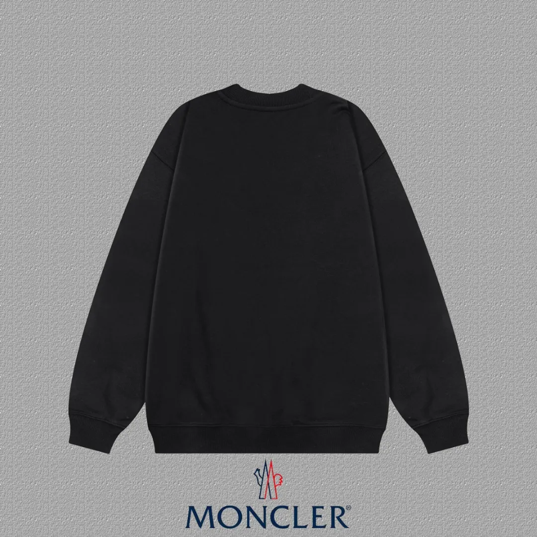 P190 🔥[Moncler] 2025 autumn and winter new round neck sweatshirt High-end pure cotton double-ply 400g heavy terry fabric Color: Black White Size: S M L XL 2XL