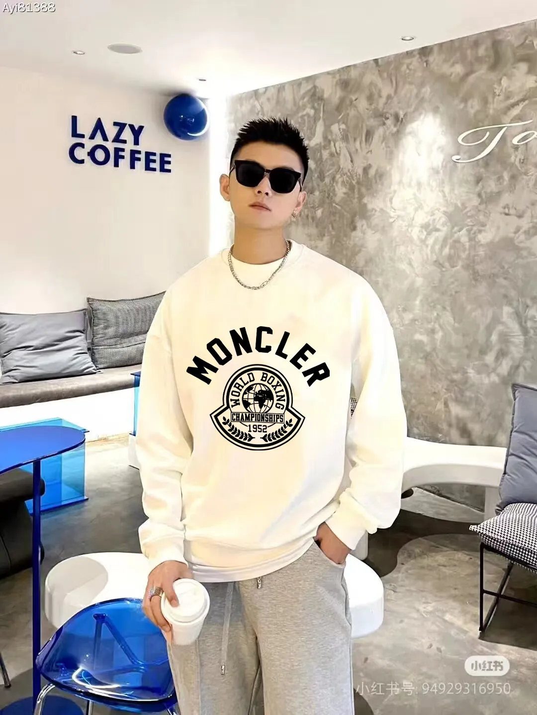 P190 🔥[Moncler] 2025 autumn and winter new round neck sweatshirt High-end pure cotton double-ply 400g heavy terry fabric Color: Black White Size: S M L XL 2XL
