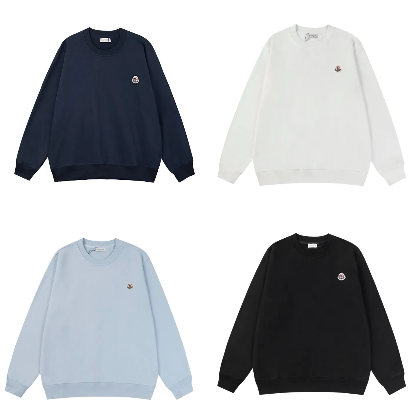 P194 Style No.: 850 〈MONCLER〉Basic Meng Mouth Round Neck Sweatshirt. The price of Meng Mouth Sweatshirt is actually quite advantageous. Those who have been to the counters should know that the price of Meng Mouth sweatshirt is not much cheaper than Gucci Burberry. It is just relatively low-key and unwilling to hype. It is a picture that you want to buy or not. It has an arrogant existence... ✅460g 100% pure cotton wool fabric OS version is too large ✅Combined with the original high weight double yarn thread ✅Correct three-needle and five-thread craftsmanship chain edge Color: Black White Royal Blue Sky Blue Size S M L