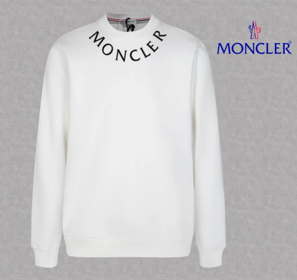P210 High-version sweatshirt) [Long-term stock] 〖𝐌𝐎𝐍𝐂𝐋𝐄𝐑~Mask〗 Made of 440g heavy-weight fabric. It is different from the market currency. It can be matched with any variety and is properly handsome. 😎The whole dress is made of double waistcoats. The double waistcoats make the whole dress more three-dimensional. Not ordinary factories can do such fine work. 2025 Spring runway version of the T stage, on sale at the counter, round neck terry sweatshirt, high-end double-strand pure cotton, custom-made stretch ribs, dyed in the same vat, complete with three standards, matched with exquisite embroidered LOGO on the chest, simple and advanced, same style for men and women. Color: black, apricot, white, size: S M L XL 2XL