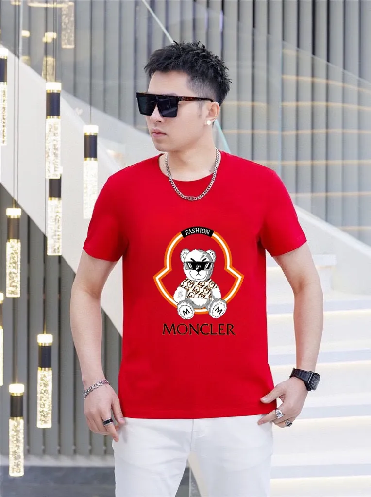 P140 Brand [MONCLER] (Good News for Fat People) original men's casual short-sleeved T-shirt, new product for spring and summer 2025, customized top-notch logo craftsmanship on the chest, matched with the entire details, quality and tailoring design are first-class, customized imported mercerized cotton fabric! Full of style, the color scheme is light and versatile. M-5XL (wear up to 220 pounds)