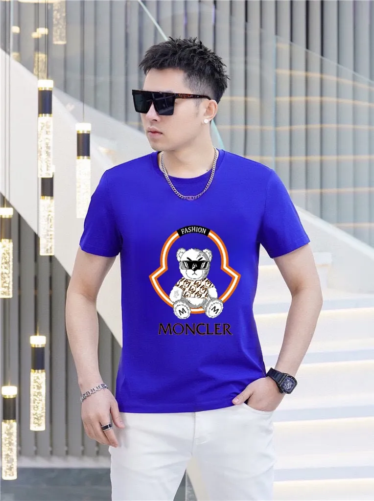 P140 Brand [MONCLER] (Good News for Fat People) original men's casual short-sleeved T-shirt, new product for spring and summer 2025, customized top-notch logo craftsmanship on the chest, matched with the entire details, quality and tailoring design are first-class, customized imported mercerized cotton fabric! Full of style, the color scheme is light and versatile. M-5XL (wear up to 220 pounds)