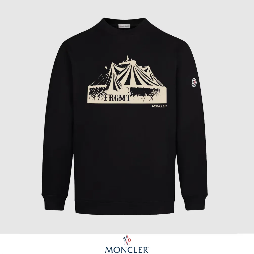 P240 Recommend the most popular Moncler masked 380g printed terry crew neck sweatshirt. Breathable pure cotton fabric. The texture is very soft and comfortable. No shrinkage, no deformation, no pilling). Original customized accessories. Collar label. Wash mark. Hang tag. Packaging (perfect details). Color: White. Black. Size: XS S M L.
