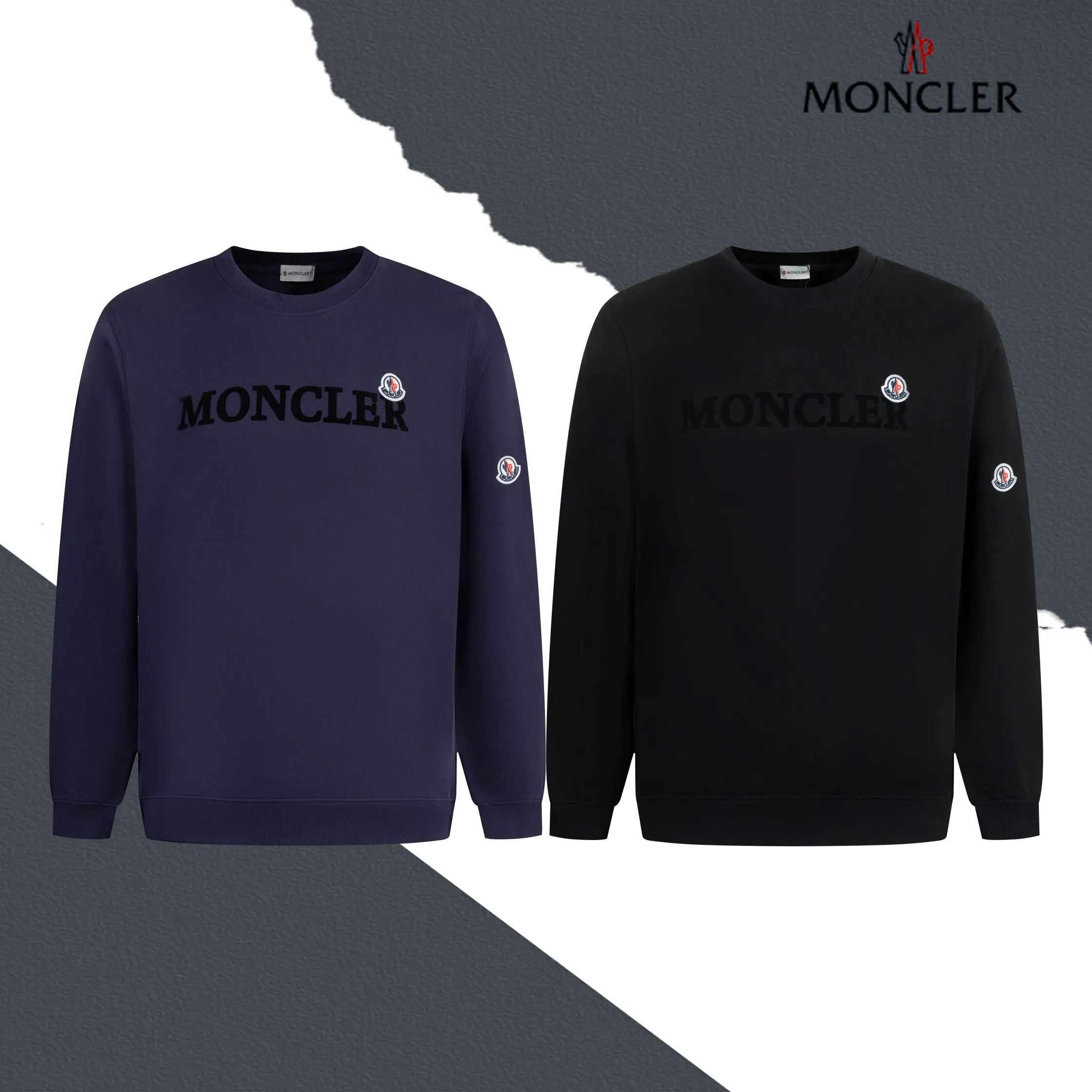 P220 model number SL213 MONCLER masked flocked letter small label round neck sweatshirt, black and hidden two colors, the fabric is made of 400g terry, high weight 95 cotton 5 hydrogen fiber 1×1 double yarn, it will not deform after washing for a lifetime, the same style for men and women, the official website details are the same, full set of packaging, complete three labels, moisture-proof paper, different market currency, feel free to compare OS version, can wear up to 220 pounds without pressure, the upper body is comfortable and stylish, color: black, hidden Size: S-XL