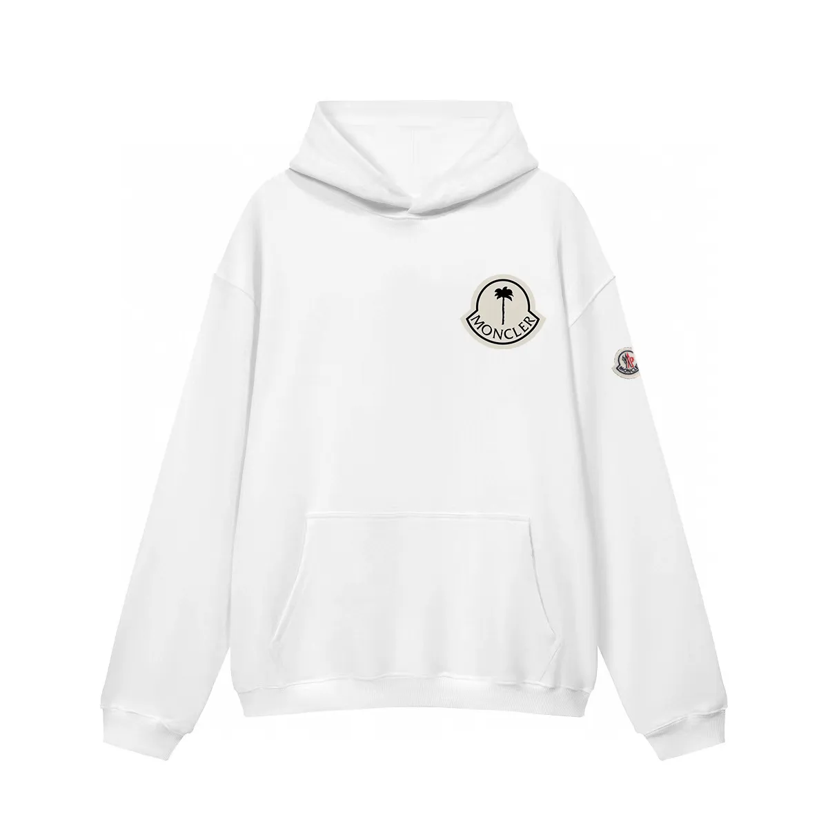 P270 Recommended model that will not be sold off the shelves, Moncler Mouth Mouth 480g Velvet Printed Hooded Sweatshirt, Australian velvet fabric is soft and comfortable, does not shrink, does not deform, does not pill) Original customized accessories Collar label Wash mark Hang tag Packaging (perfect details) Color White Black Size XS-L - Copy (44) - Copy