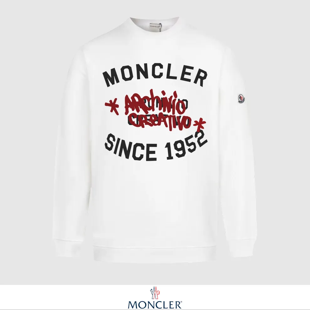 P240 Recommend the most popular Moncler masked 380g printed terry crew neck sweatshirt. Breathable pure cotton fabric. The texture is very soft and comfortable. No shrinkage, no deformation, no pilling). Original customized accessories. Collar label. Wash mark. Hang tag. Packaging (perfect details). Color: White. Black. Size: XS S M L.