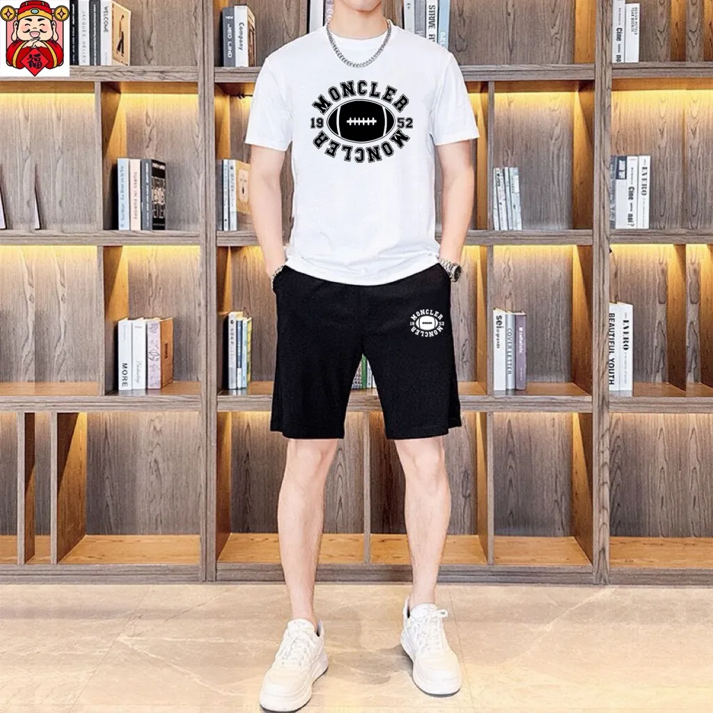 P290 Brand [MONCLER] 2025 new men’s short-sleeved shorts suit! Synchronous sales on the official website! High-end version on the market! It feels delicate and soft! Make you more comfortable to wear! The draped silhouette is awesome! Size: M-5XL (please state your height and weight when placing an order)