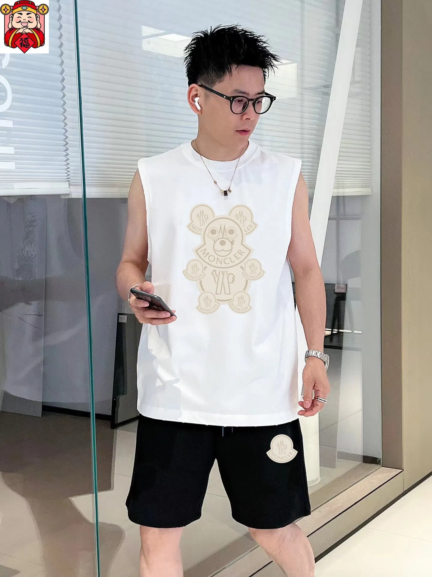 P290 brand [MONCLER] 2025 spring and summer new vest suit, classic and simple style, anyone can drive easily. Imported custom mercerized cotton fabric, soft, comfortable and stylish, sweat-absorbent and breathable, classic brand letter logo design on the chest. Luxurious fashion craft style, foreign trade company order, luxury classic design, fashionable must-have item! Highly recommended to buy! 🔺🔺Counter size: M～3XL