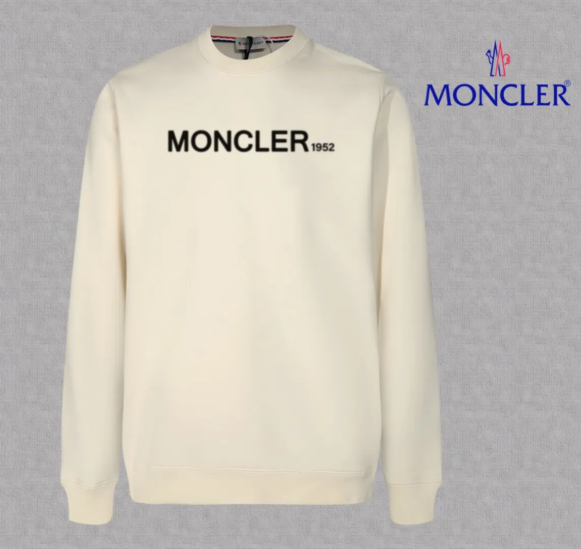 P210 High-version sweatshirt) [Long-term stock] 〖𝐌𝐎𝐍𝐂𝐋𝐄𝐑~Mask〗 Made of 440g heavy-weight fabric. It is different from the market currency. It can be matched with any variety and is properly handsome. 😎The whole dress is made of double waistcoats. The double waistcoats make the whole dress more three-dimensional. Not ordinary factories can do such fine work. 2025 Spring runway version of the T stage, on sale at the counter, round neck terry sweatshirt, high-end double-strand pure cotton, custom-made stretch ribs, dyed in the same vat, complete with three standards, matched with exquisite embroidered LOGO on the chest, simple and advanced, same style for men and women. Color: black, apricot, white, size: S M L XL 2XL