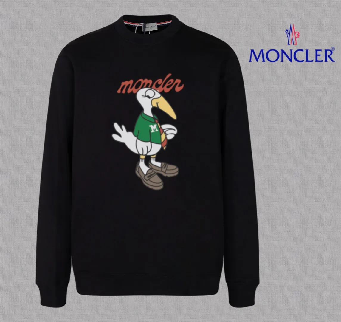 P210 High-version sweatshirt) [Long-term stock] 〖𝐌𝐎𝐍𝐂𝐋𝐄𝐑~Mask〗 Made of 440g heavy-weight fabric. It is different from the market currency. It can be matched with any variety and is properly handsome. 😎The whole dress is made of double waistcoats. The double waistcoats make the whole dress more three-dimensional. Not ordinary factories can do such fine work. 2025 Spring catwalk version of the T stage, on sale at the counter, exquisitely printed round neck terry sweatshirt, high-end double-ply cotton, custom-made stretch ribs, dyed in the same vat, complete with three standards, matched with digital printing patterns and very breathable, same style for men and women, color: black, white, apricot, size: S M L XL 2XL