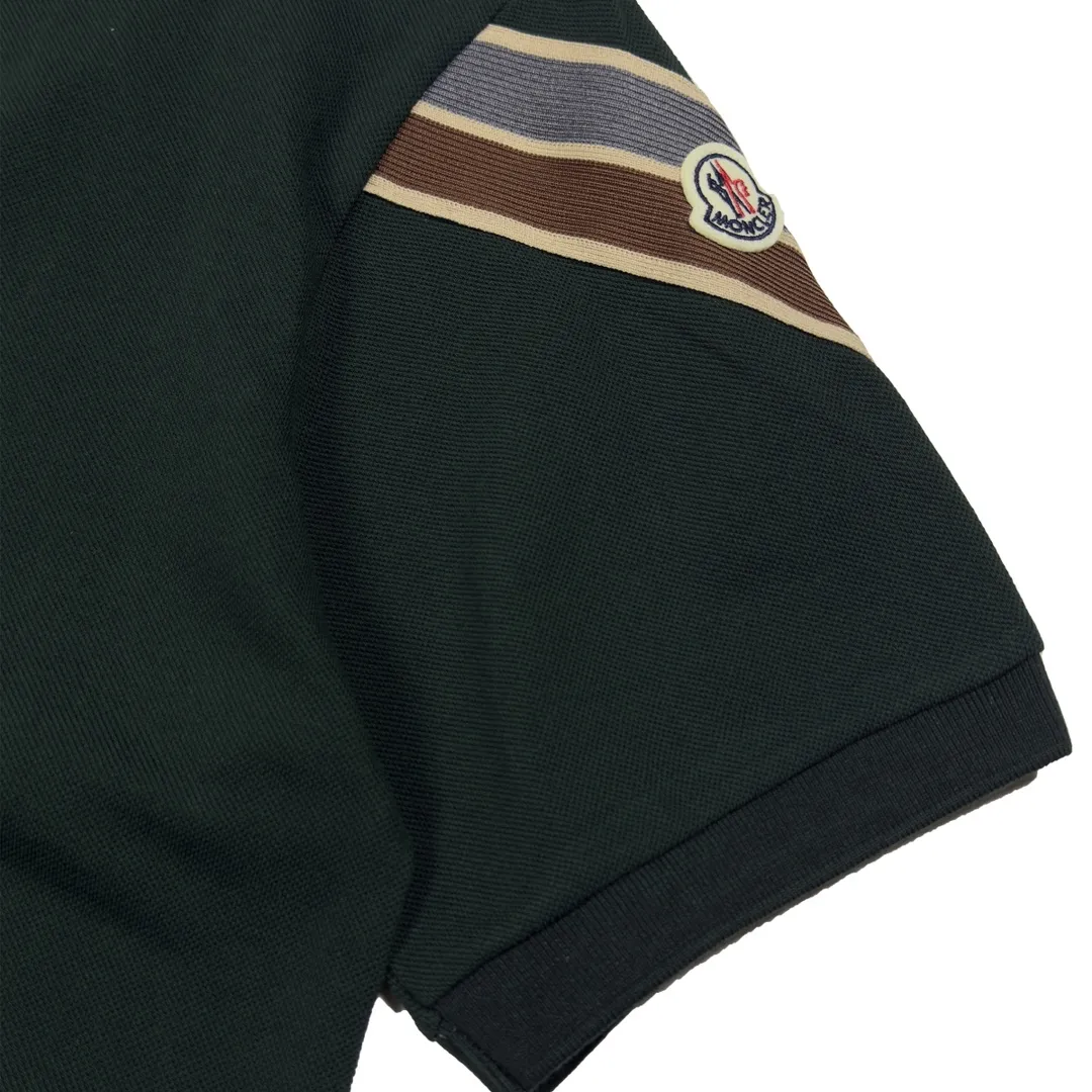 P220 Moncler sleeves color block webbing lapel polo 3 colors size XS-L