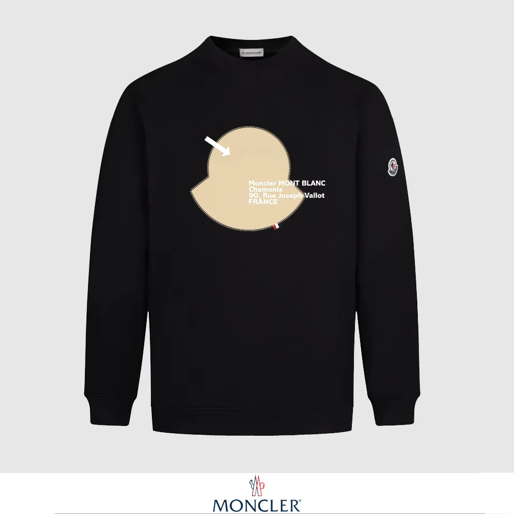 P240 Recommend the most popular Moncler masked 380g printed terry crew neck sweatshirt. Breathable pure cotton fabric. The texture is very soft and comfortable. No shrinkage, no deformation, no pilling). Original customized accessories. Collar label. Wash mark. Hang tag. Packaging (perfect details). Color: White. Black. Size: XS S M L.