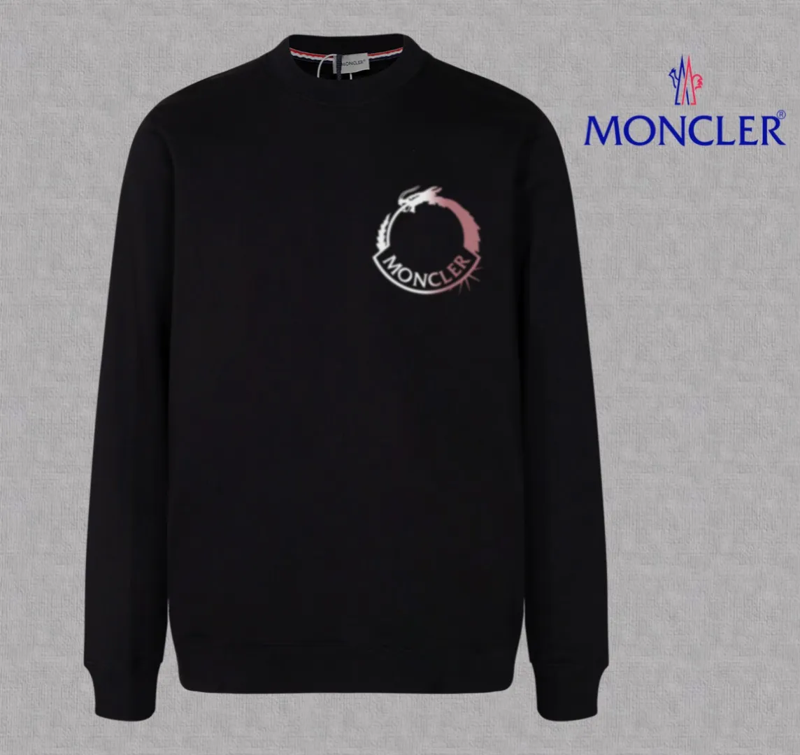 P210 High-version sweatshirt) [Long-term stock] 〖𝐌𝐎𝐍𝐂𝐋𝐄𝐑~Mask〗 Made of 440g heavy-weight fabric. It is different from the market currency. It can be matched with any variety and is properly handsome. 😎The whole dress is made of double waistcoats. The double waistcoats make the whole dress more three-dimensional. Not ordinary factories can do such fine work. 2025 Spring runway version of the T stage, on sale at the counter, round neck terry sweatshirt, high-end double-strand pure cotton, custom-made stretch ribs, dyed in the same vat, complete with three standards, matched with exquisite embroidered LOGO on the chest, simple and advanced, same style for men and women. Color: black, apricot, white, size: S M L XL 2XL